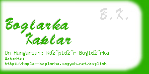 boglarka kaplar business card